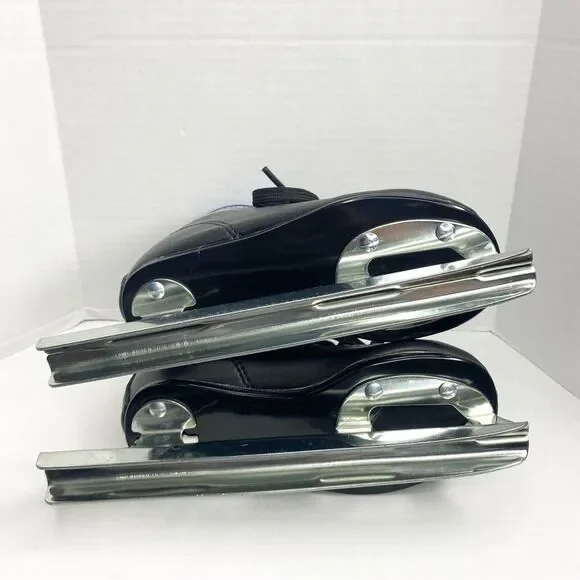 American Athletic Youth Boys Size 8 Chillin Double Runner Ice Skates Black Blue - Picture 12 of 13